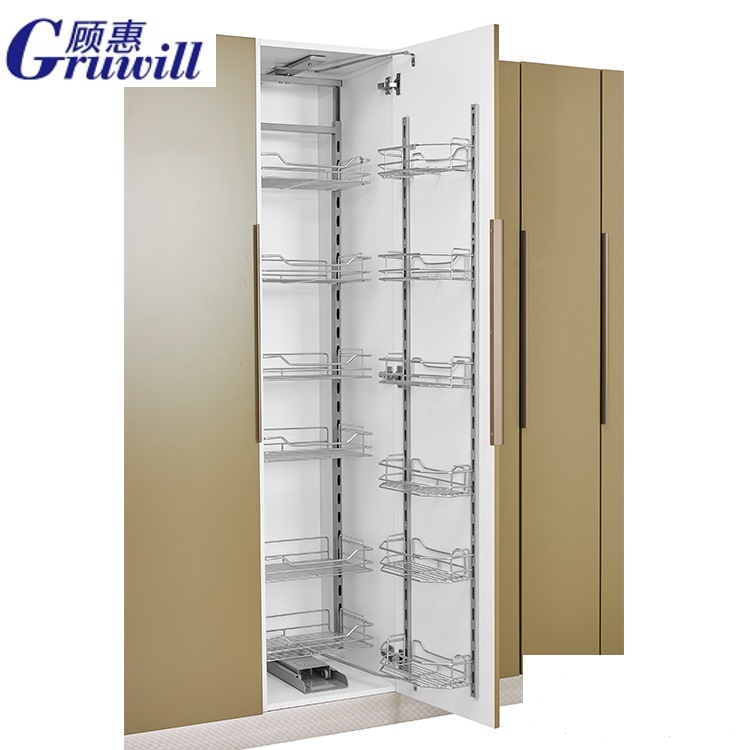 Tall Tandem Metal Kitchen Cabinet Cupboard Hardware Slide Pull Out Basket Storage Shelf Racks Pantry Unit Organization Organizer