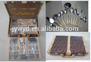 72pcs flatware gold in a lether case