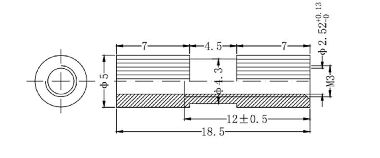 Dado inserto in ottone zigrinato compresso a caldo M6