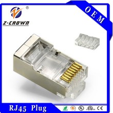 RJ45 Plug 6-50 Micron Cat6 Shielded Gold Plated Staggered RJ45 Connectors