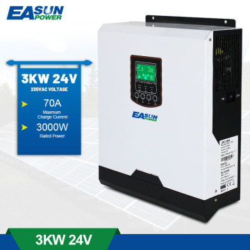 EASUN POWER Soalr Inverter 3KVA 24V 50Hz/60Hz Hybrid Inverter 230VAC Pure Sine Wave 50A PWM Battery Charge inversor