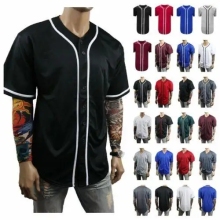 Men's Button Down Baseball Jersey Casual Streetwear Short Sleeve Tee Shirt