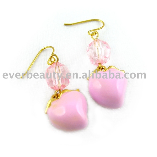 pink acrylic heart pendant earring