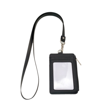 Hot Sale Black Sublimation Leather ID Card Holder with ID Window