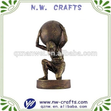 Polyresin bronze kneeling Atlas holdind the world statue