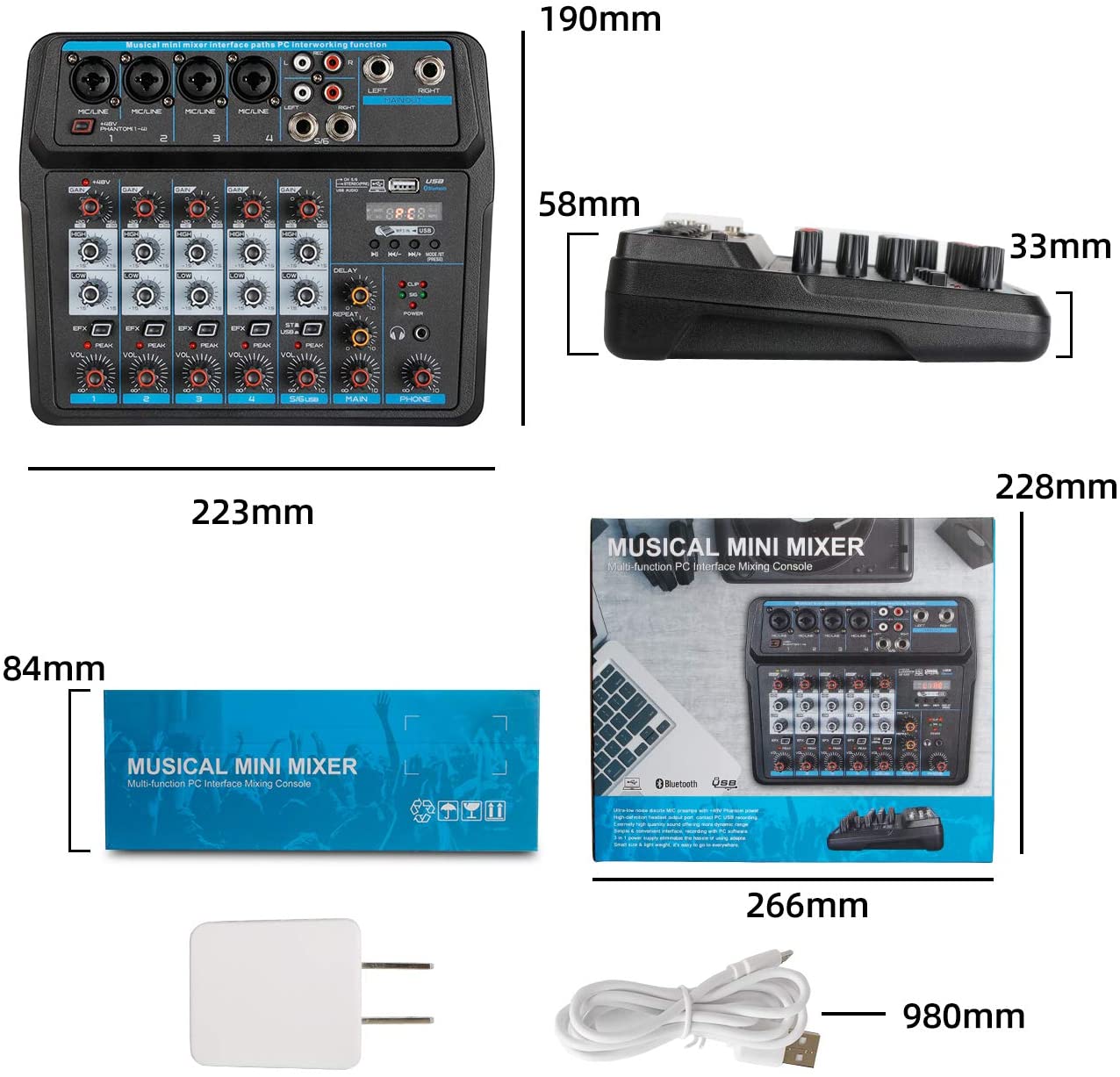 Top Quality Sound 6-Channel Professional Audio Mixer