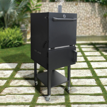 3 Layer Heavy Duty Square Vertical Charcoal BBQ Multifunctional Garden Outdoor Barbecue Grill Smoker with Chimney