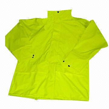 Work Wear with PU Polyester Backing and Hidden Hood