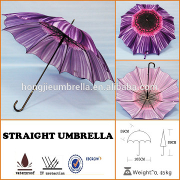 Beautiful Embroidered Garden Umbrella Parasols straight traditional umbrella Flower printing