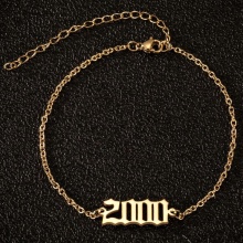 Wholesale Silver, 18K Gold, and Stainless Steel Birth Year Anklets: Stylish Women's Foot Jewelry