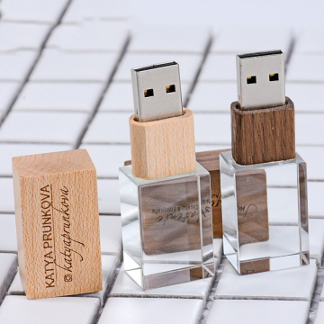 Unidad flash USB Crytal para bodas con LOGOTIPO personalizado