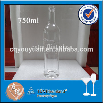 Unique designed transparent vodka bottle glass unique 750ml
