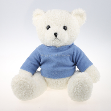 Mini Size Polar Bear Soft Toy Plush - White Bear in Blue Clothes