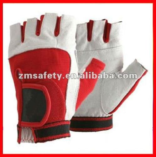 Half finger leather weight lifting gloves