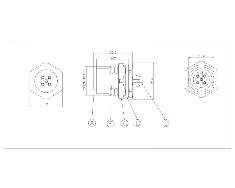 M12 2-8P Waterproof Waiter Side Sw17t