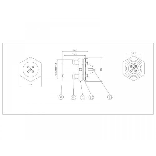 M12 2-8P Dây chống nước phụ nữ SW17T