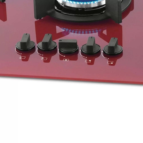 5 Burner Triple Flame Cooker Red Gas Cooktop