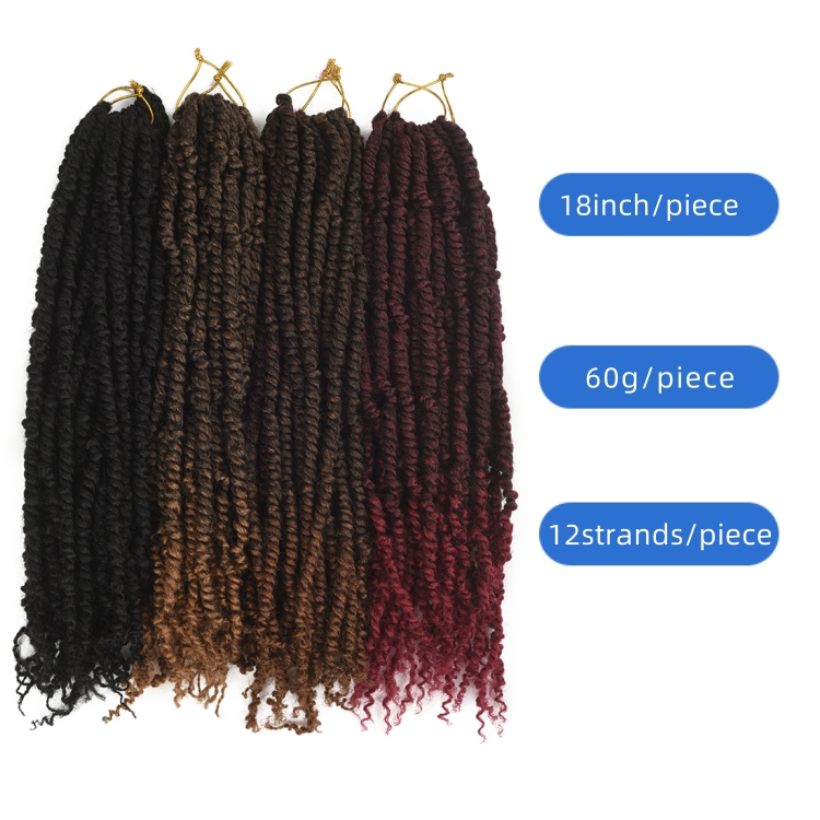 Wholesale cheap 18" pre  passion twist kenya crochet braiding kinky extension water wave hair pre twisted passion twist