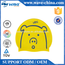 Custom logo kid size silicone swim cap cartoon silicone swimming cap
