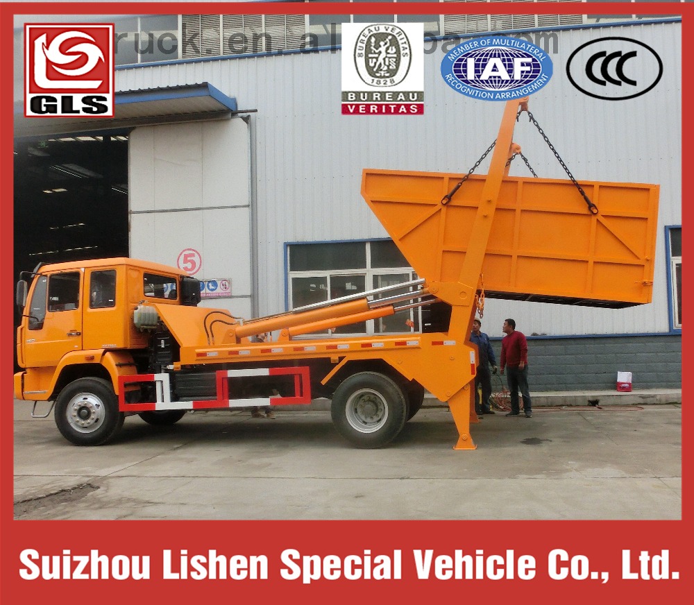 4X2 HOWO swing crane garbage bucket truck