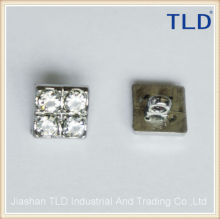 TLD silver square rhinestone buttons 10*10mm