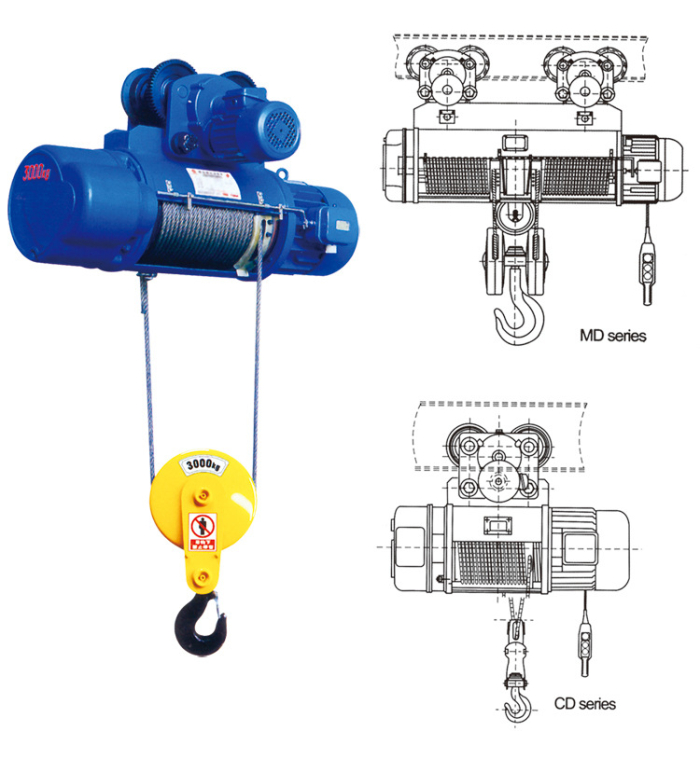 Single speed CD mobile electric wire rope hoist