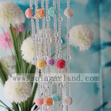 Rideau de porte élégant en perles de style rose en acrylique