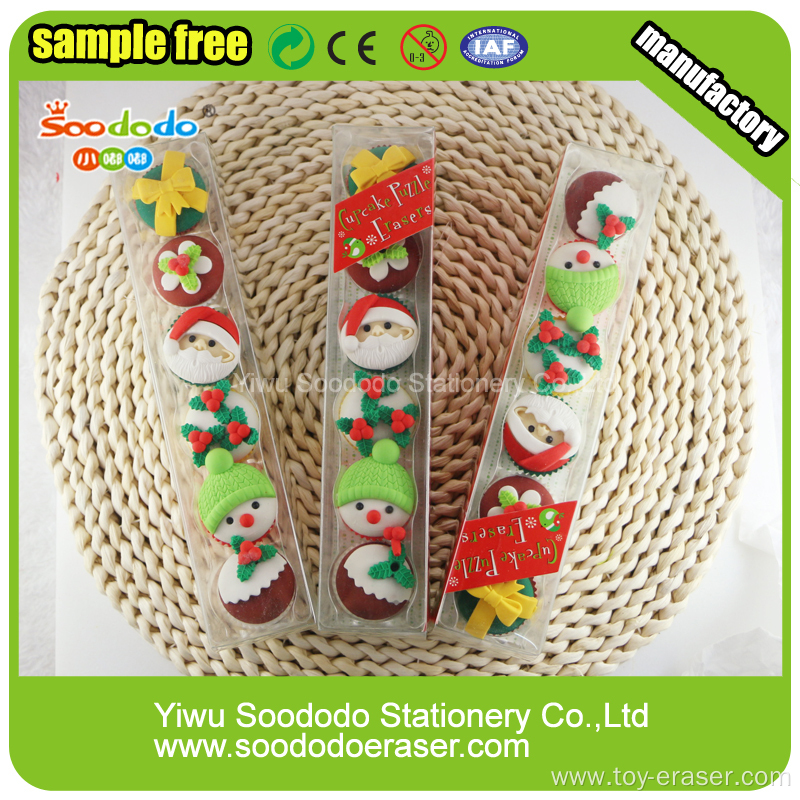 Cute Christmas Cake Shaped Eraser,Newest box package eraser puzzled