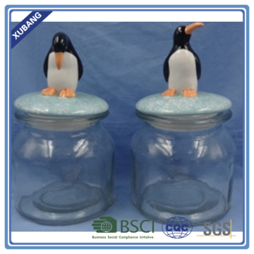 Glass jar for honey christmas cookie jar ceramic penguin cookie jar