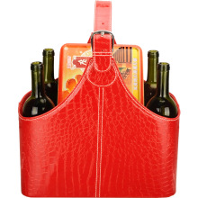 Valentine's Day Luxury Leather Gift Baskets in Bulk - Leather Basket with Handles for Wine Storage