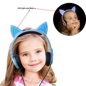 Auriculares de oreja de gato brillantes con cable patentados de molde privado