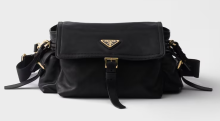 Flap leather shoulder bag-black