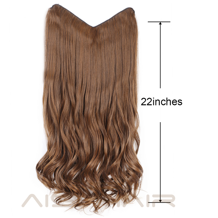 Aisi Hair High Temperature Fiber 4 Clips Synthetic Clip In Hair Extensions Long Wavy Brown Clip In Hairpieces for Women