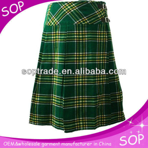 Plus size tartan school uniform skirts plaid pleated mini skirt guangzhou