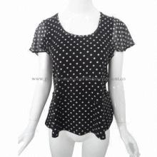 Basic blouses with printed body, black sleeve and CB keyhole