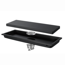 300mm Black Anti-Odor SUS304 Floor Drain for Bathroom and Linear Shower