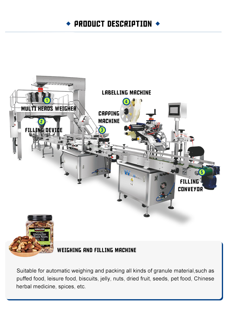 Hot Sale Particle Automatic Weighing Filling Machine For Sugar Ice Candy Tea Rice Nut Biscuit Spice Sealing Capping And Labeling