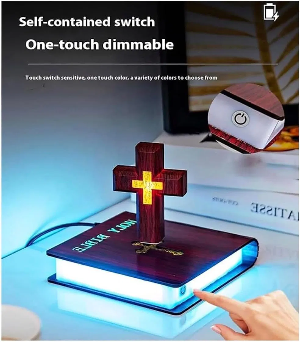 Holy Nightlight: Magnetic Levitating Cross Decor for Peaceful Spaces