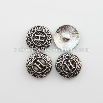 New Ginger Snap Button Jewelry Metal Alphabet H Snap Button Wholesale