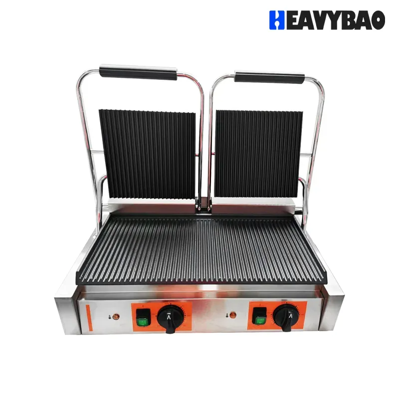 Double Plate Electric Sandwich Panini Kamado Contact Grill Griddle