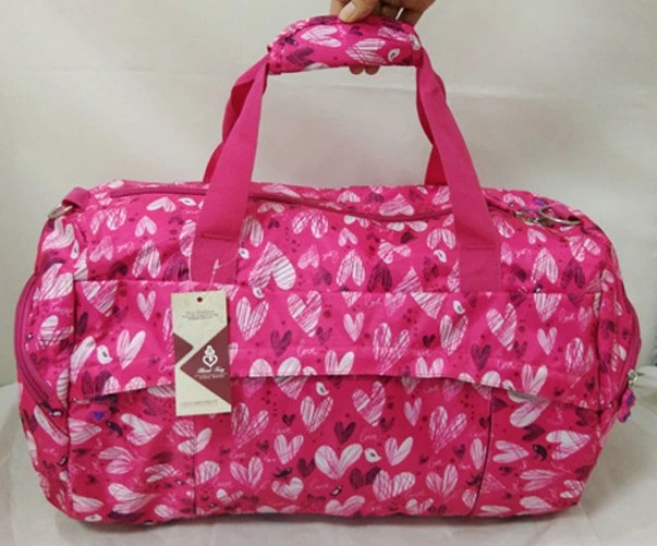 Pink Printed Girls Handbag Travel Bagwith Shoulder Strap