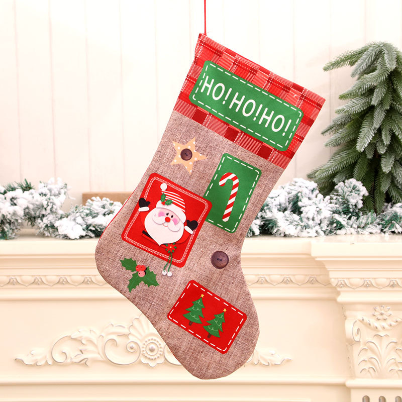 New Christmas extra large linen letters Christmas stockings Christmas gift bag decorations