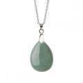 Collier pendentif en forme de goutte d&#39;eau verte 28x35MM avec aventurine verte