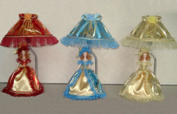 Unique Blue Porcelain Lamps , Ceramic Victorian Doll Dresses