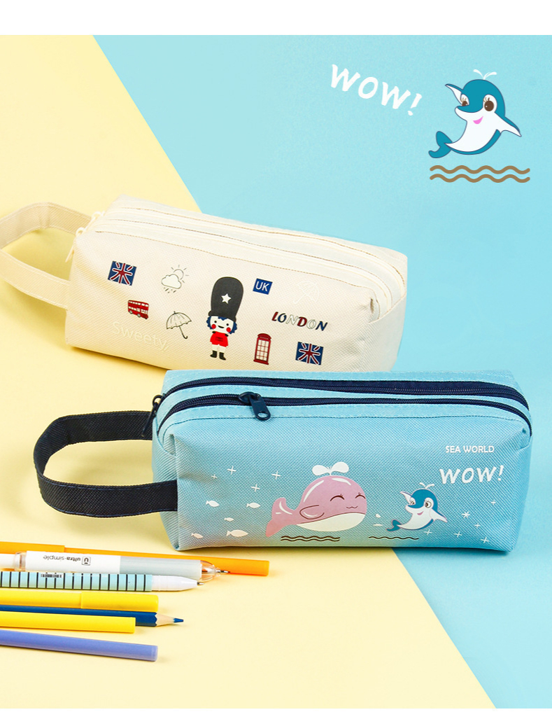 Pencil Case Simple Large-capacity Customized Portable Zipper Portable Stationery Bag for Primary School Students