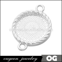 16mm Ribbon floral designs Light sterling silver cabochon pendant setting