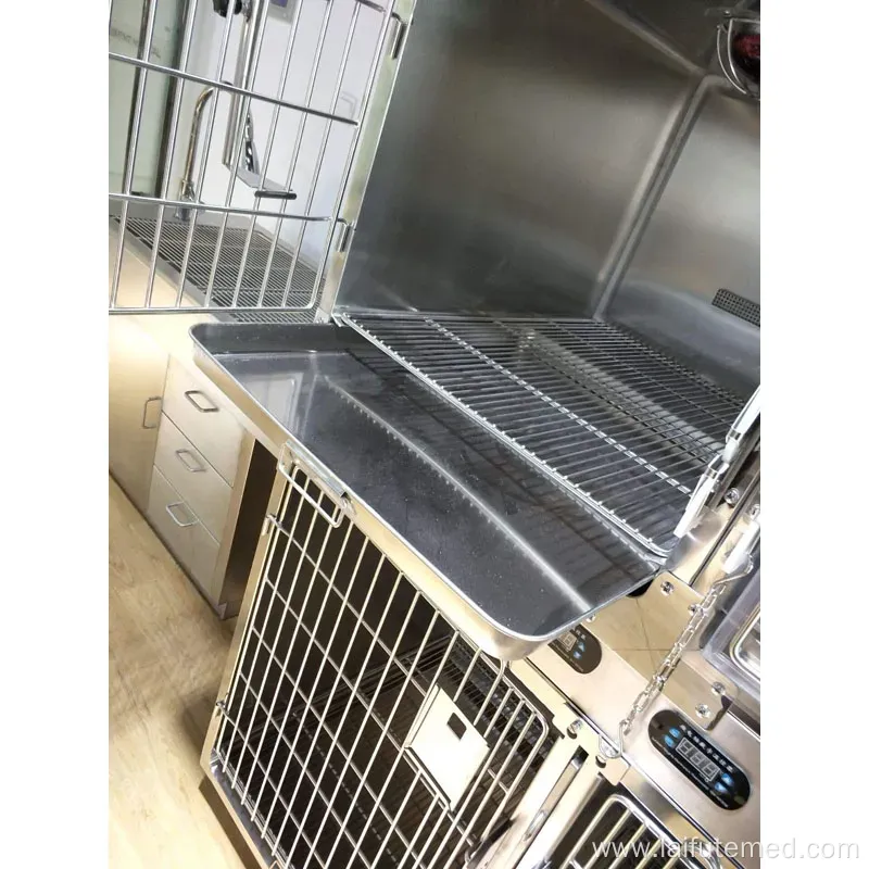 Large Stainless Steel Veterinary Animal Cages with Infrared Lamp