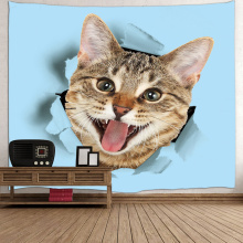 Cat Tapestry Animal Cute Blue Wall Hanging 3D Print Tapestry for Children Livingroom Bedroom Home Dorm Decor