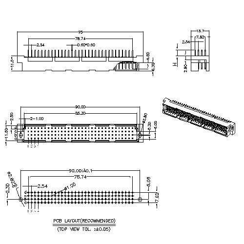 DMS-XX-XXX-508 Vertical Plug Type C Connectors 128 Positions