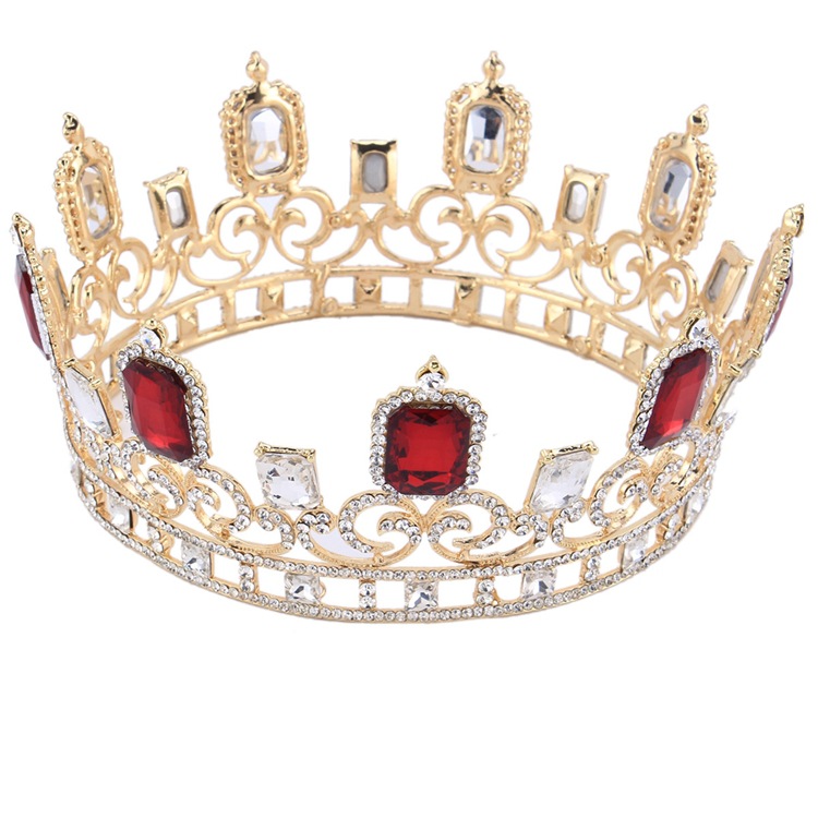 Large Red Rhinestones Bridal Tiara Queen Crown